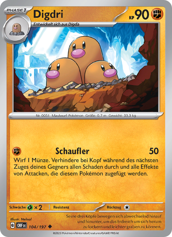 Digdri 104 — Obsidian Flames (German Pokémon TCG card)