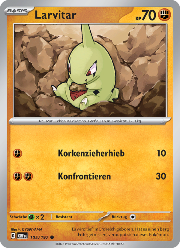 Larvitar 105 — Obsidian Flames (German Pokémon TCG card)