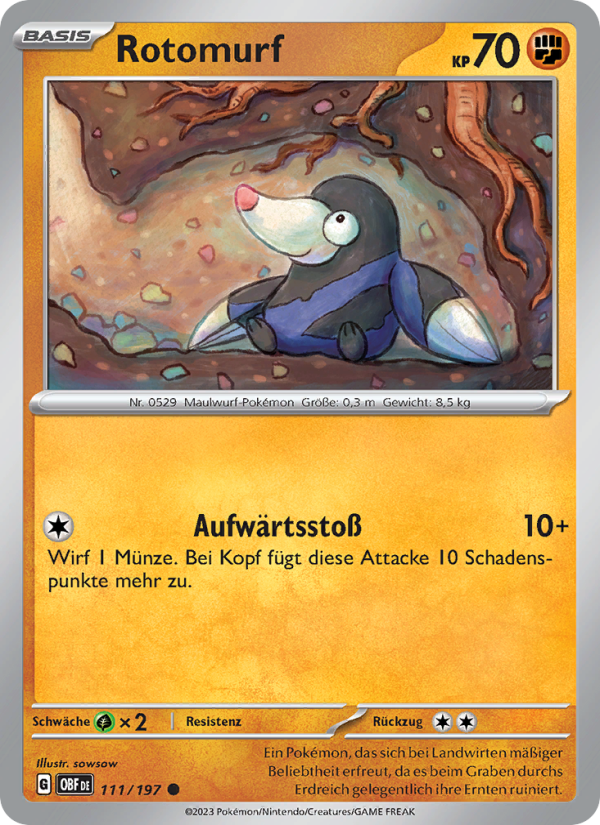 Rotomurf 111 — Obsidian Flames (German Pokémon TCG card)