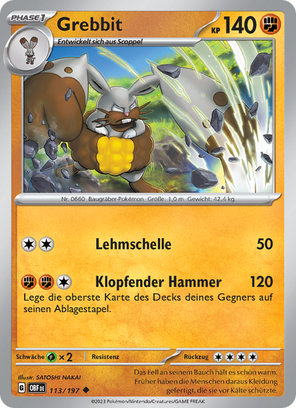 Grebbit 113 — Obsidian Flames (German Pokémon TCG card)