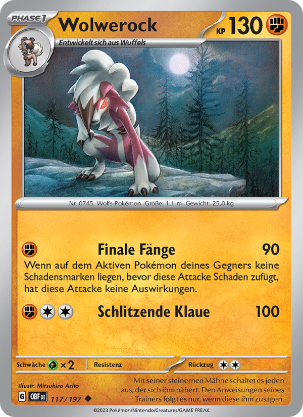 Wolwerock 117 — Obsidian Flames (German Pokémon TCG card)