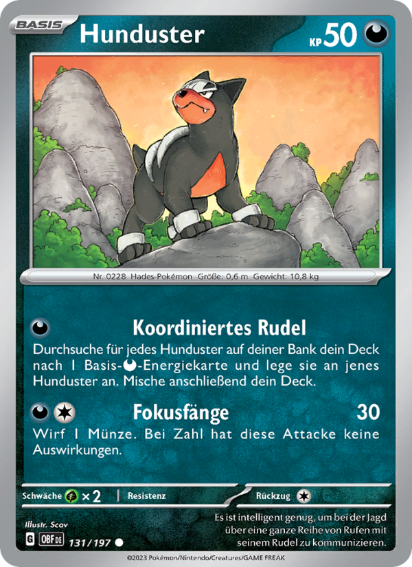 Hunduster 131 — Obsidian Flames (German Pokémon TCG card)