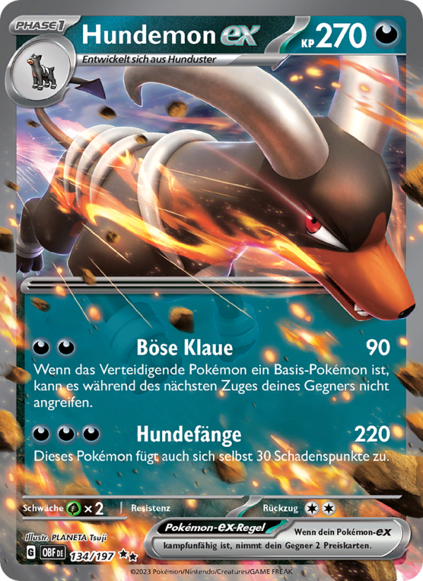 Hundemon-ex 134 — Obsidian Flames (German Pokémon TCG card)
