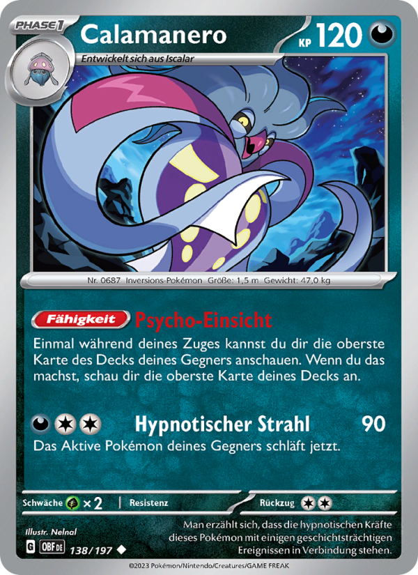 Calamanero 138 — Obsidian Flames (German Pokémon TCG card)