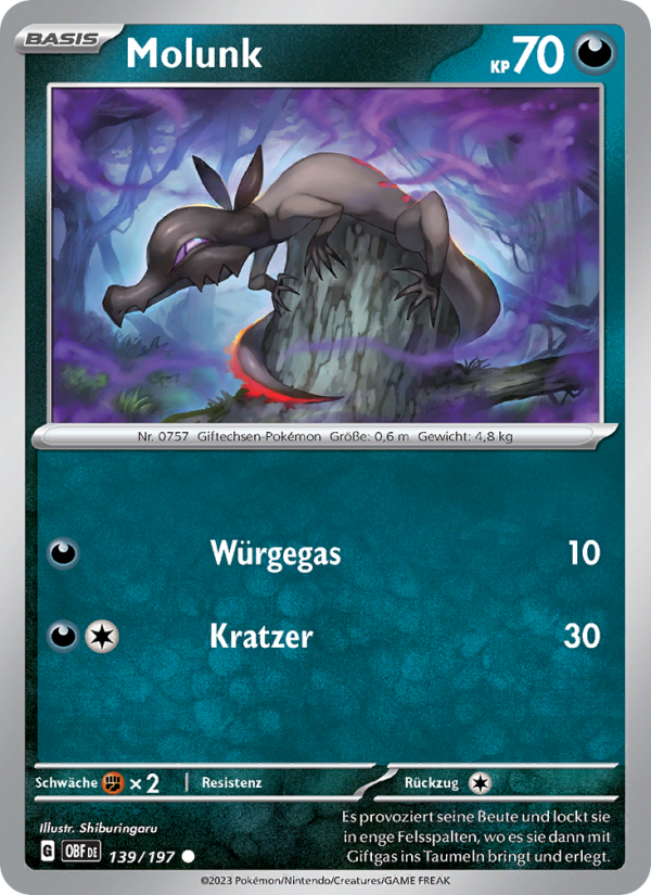 Molunk 139 — Obsidian Flames (German Pokémon TCG card)