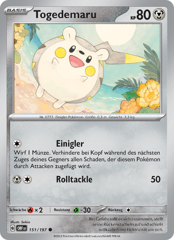Togedemaru 151 — Obsidian Flames (German Pokémon TCG card)