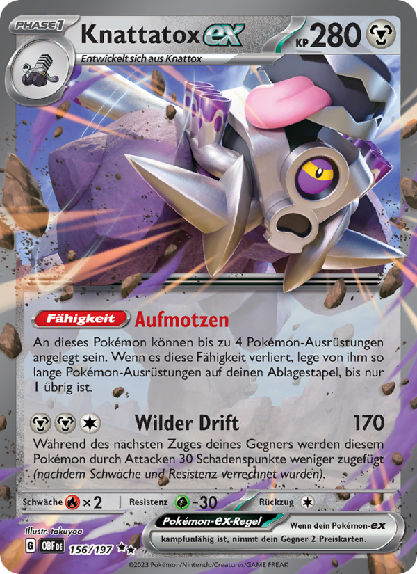 Knattatox-ex 156 — Obsidian Flames (German Pokémon TCG card)