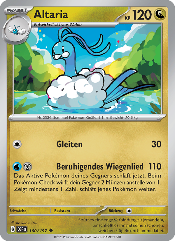 Altaria 160 — Obsidian Flames (German Pokémon TCG card)