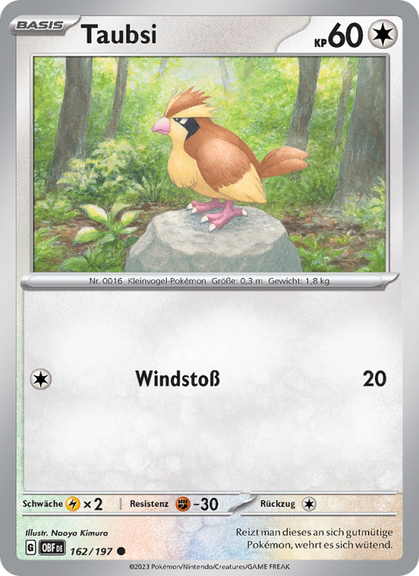 Taubsi 162 — Obsidian Flames (German Pokémon TCG card)