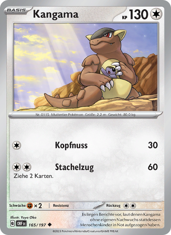 Kangama 165 — Obsidian Flames (German Pokémon TCG card)