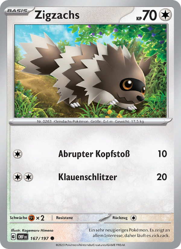 Zigzachs 167 — Obsidian Flames (German Pokémon TCG card)
