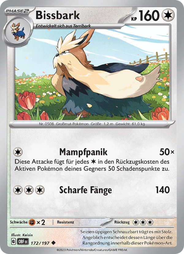 Bissbark 172 — Obsidian Flames (German Pokémon TCG card)
