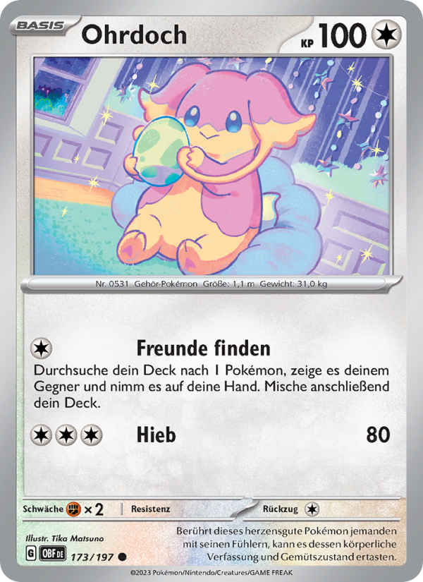 Ohrdoch 173 — Obsidian Flames (German Pokémon TCG card)