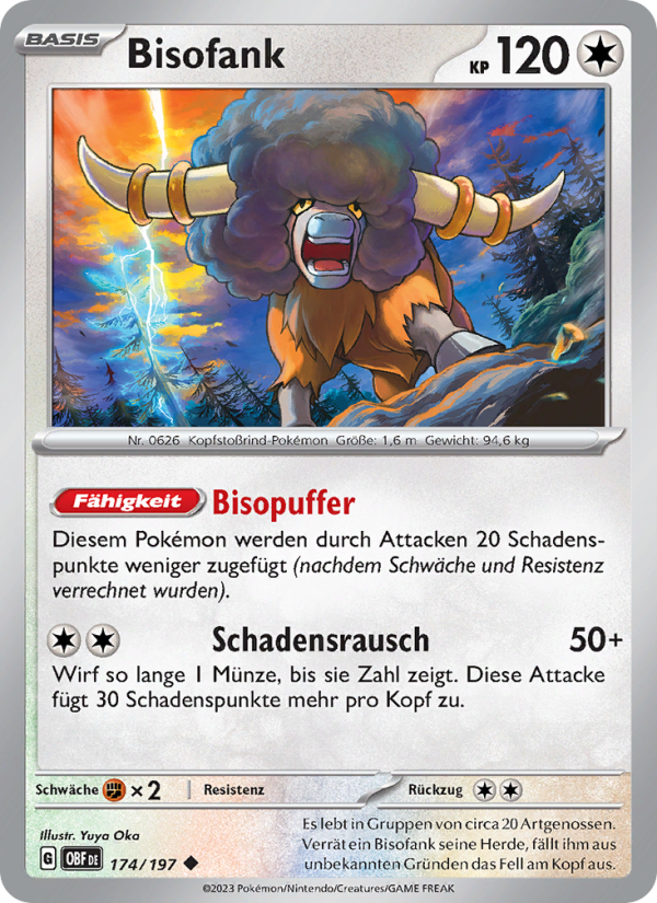 Bisofank 174 — Obsidian Flames (German Pokémon TCG card)