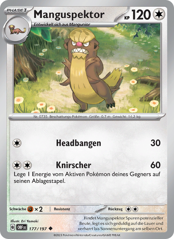 Manguspektor 177 — Obsidian Flames (German Pokémon TCG card)