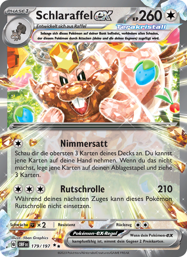 Schlaraffel-ex 179 — Obsidian Flames (German Pokémon TCG card)