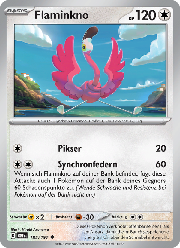 Flaminkno 185 — Obsidian Flames (German Pokémon TCG card)