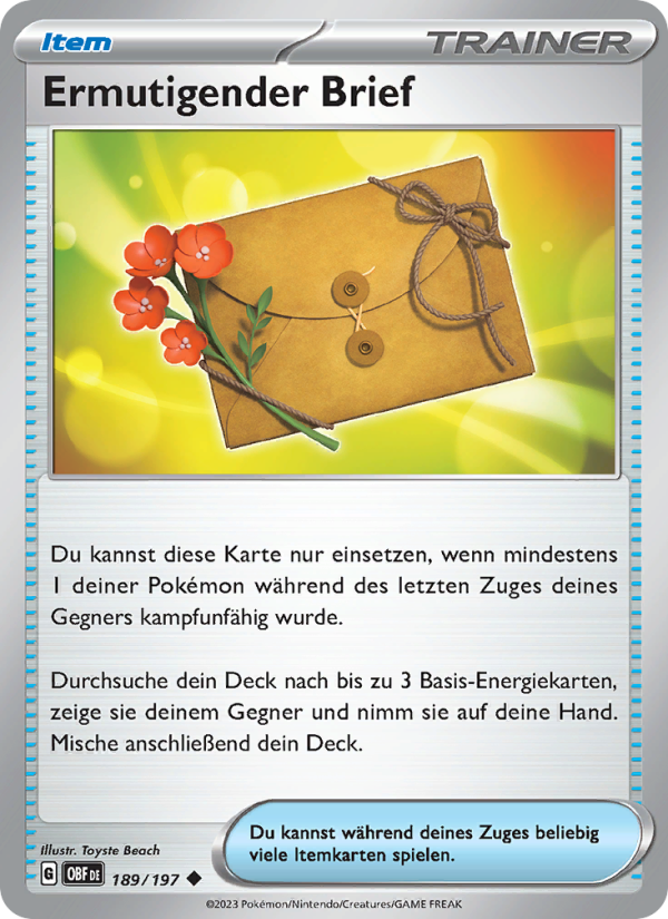Ermutigender Brief 189 — Obsidian Flames (German Pokémon TCG card)