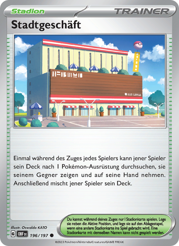Stadtgeschäft 196 — Obsidian Flames (German Pokémon TCG card)