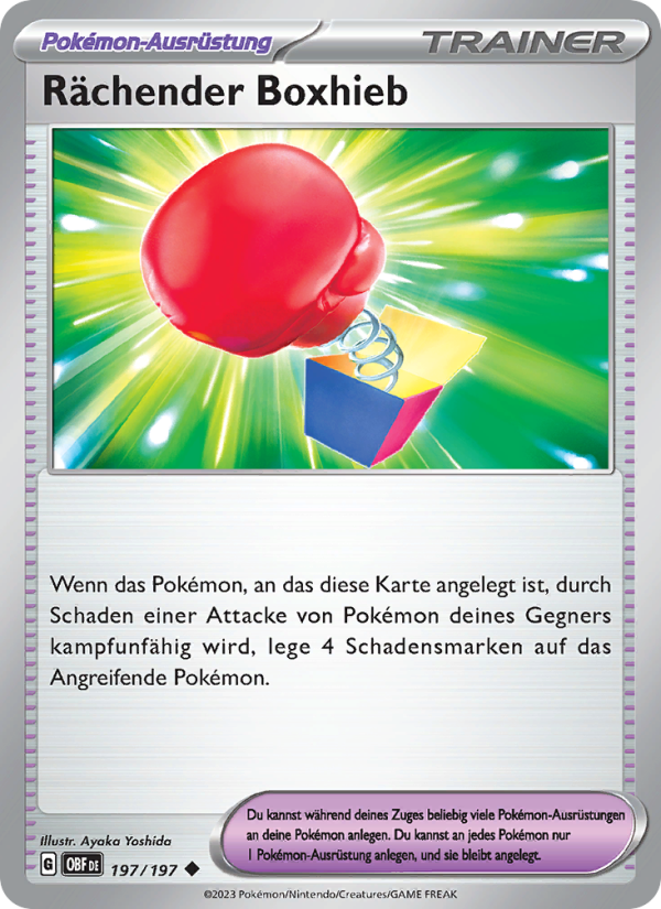 Rächender Boxhieb 197 — Obsidian Flames (German Pokémon TCG card)
