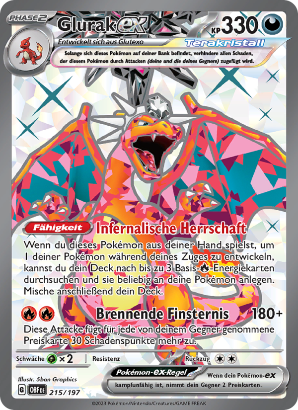 Glurak-ex 215 — Obsidian Flames (German Pokémon TCG card)