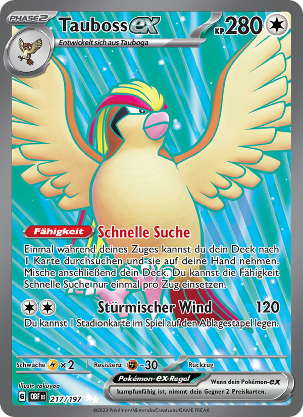 Tauboss-ex 217 — Obsidian Flames (German Pokémon TCG card)