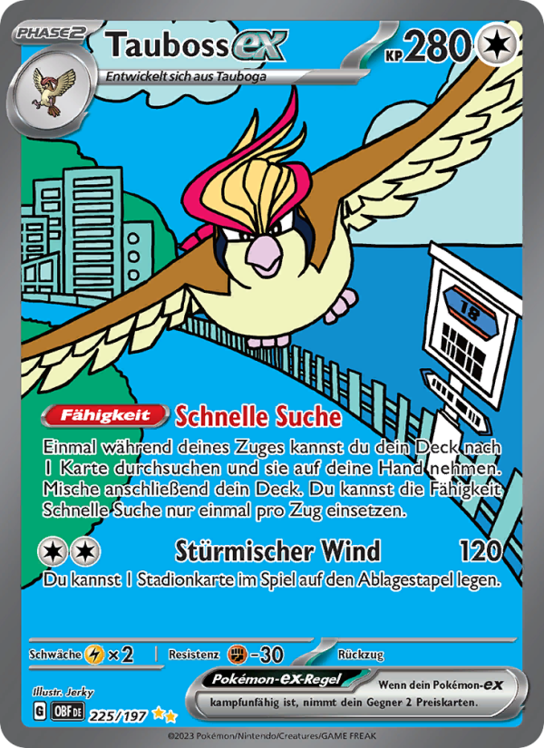 Tauboss-ex 225 — Obsidian Flames (German Pokémon TCG card)