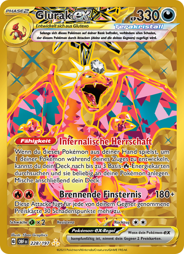 Glurak-ex 228 — Obsidian Flames (German Pokémon TCG card)