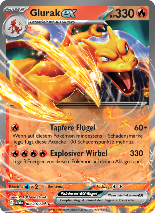 Glurak-ex 006 — 151 (German Pokémon TCG card)