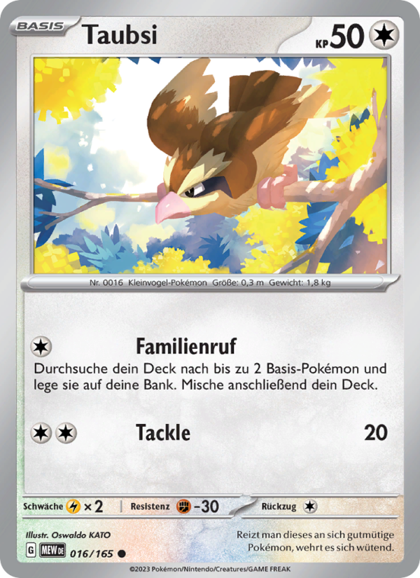 Taubsi 016 — 151 (German Pokémon TCG card)