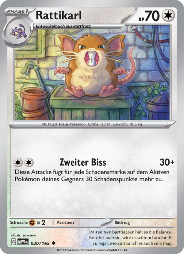 Rattikarl 020 — 151 (German Pokémon TCG card)