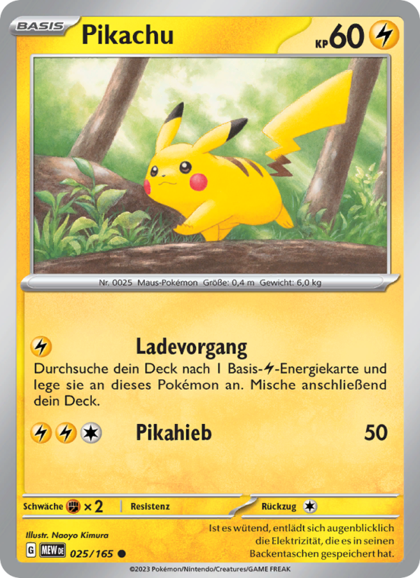 Pikachu 025 — 151 (German Pokémon TCG card)