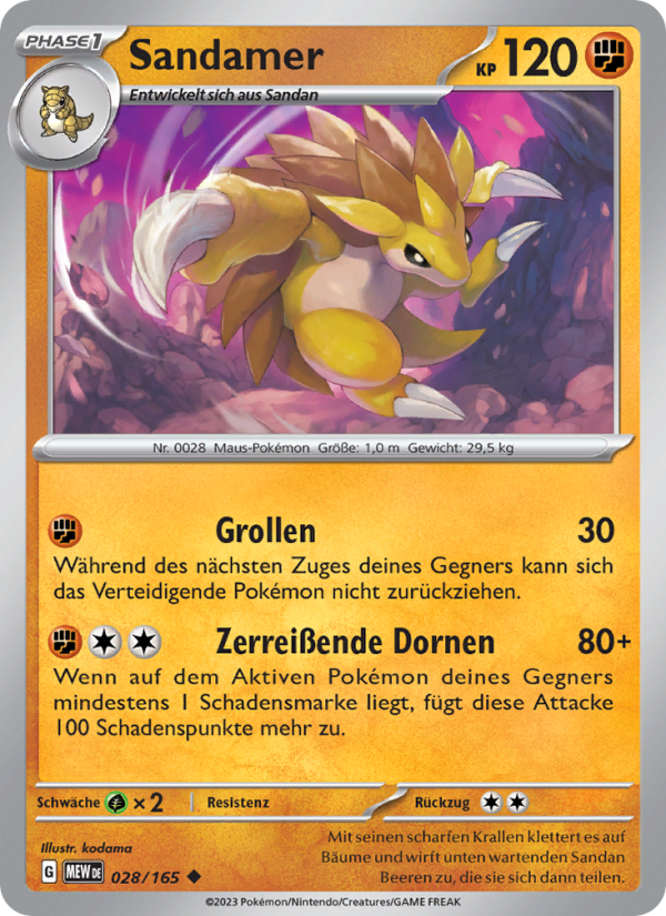 Sandamer 028 — 151 (German Pokémon TCG card)