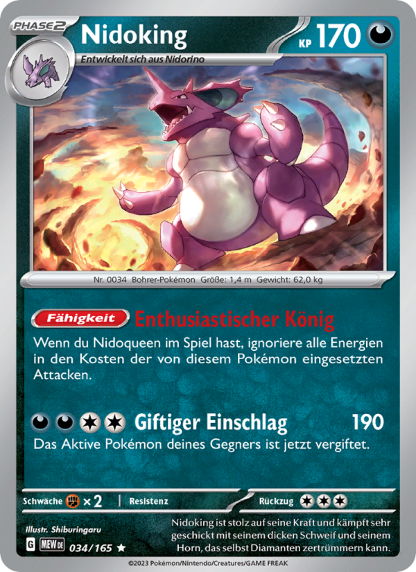 Nidoking 034 — 151 (German Pokémon TCG card)