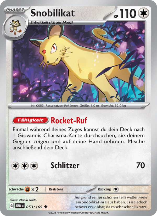 Snobilikat 053 — 151 (German Pokémon TCG card)