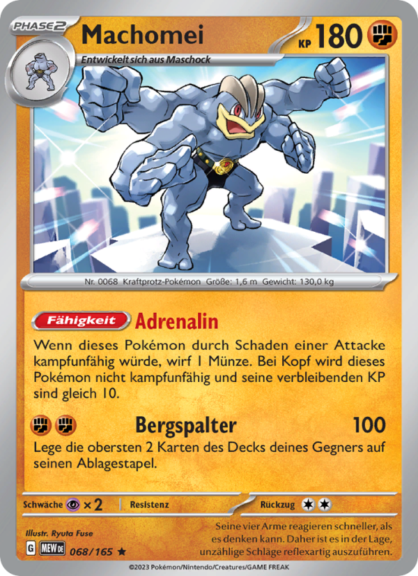 Machomei 068 — 151 (German Pokémon TCG card)