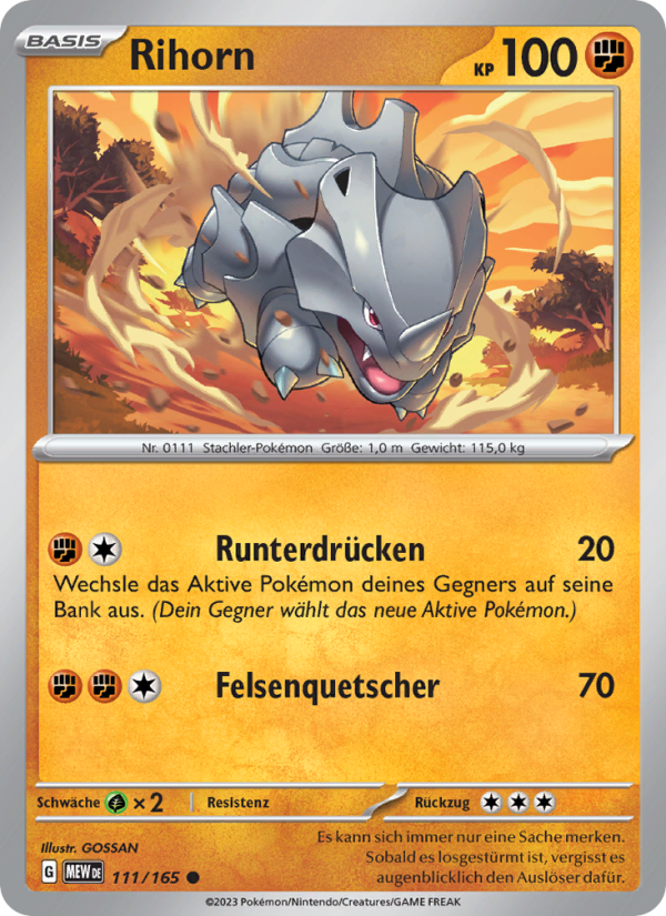 Rihorn 111 — 151 (German Pokémon TCG card)