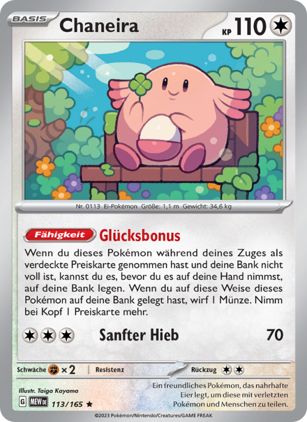Chaneira 113 — 151 (German Pokémon TCG card)