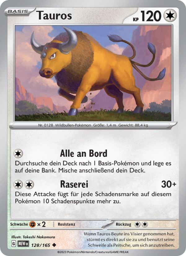 Tauros 128 — 151 (German Pokémon TCG card)
