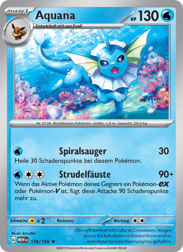 Aquana 134 — 151 (German Pokémon TCG card)