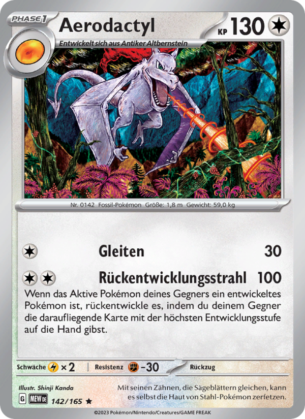 Aerodactyl 142 — 151 (German Pokémon TCG card)