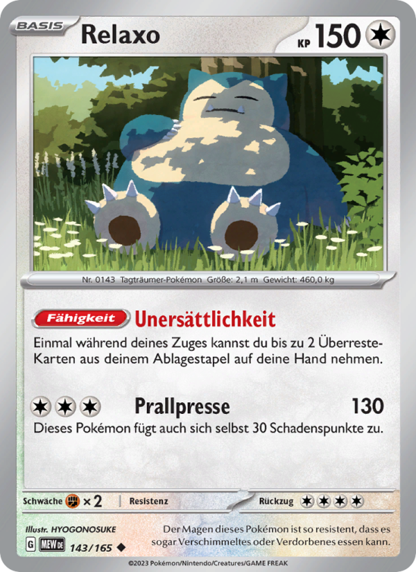 Relaxo 143 — 151 (German Pokémon TCG card)