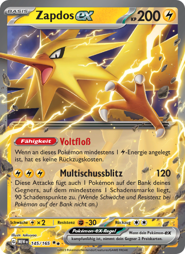 Zapdos-ex 145 — 151 (German Pokémon TCG card)