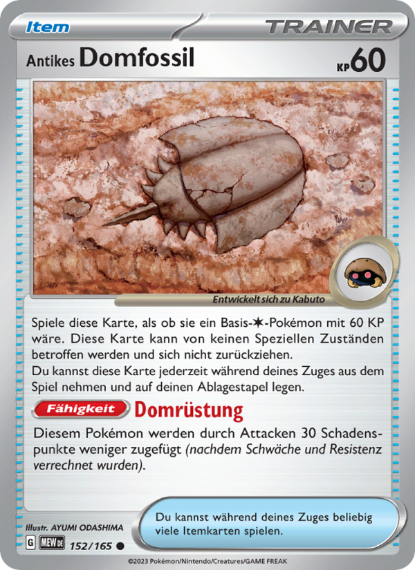 Antikes Domfossil 152 — 151 (German Pokémon TCG card)