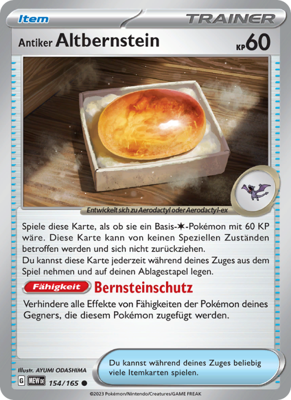 Antiker Altbernstein 154 — 151 (German Pokémon TCG card)