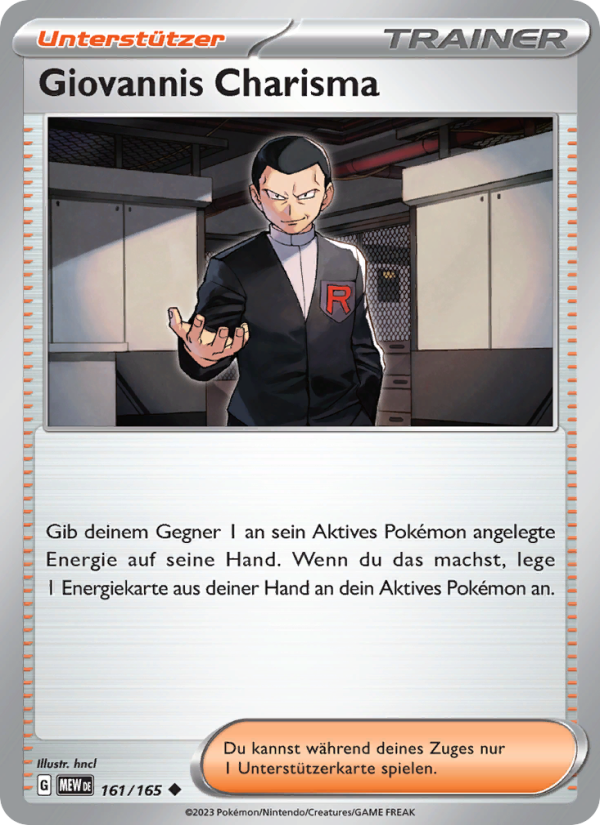 Giovannis Charisma 161 — 151 (German Pokémon TCG card)