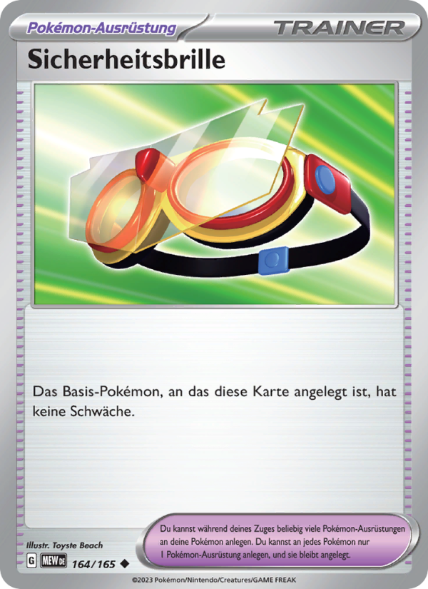 Sicherheitsbrille 164 — 151 (German Pokémon TCG card)
