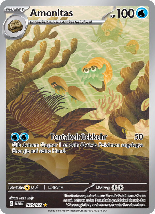 Amonitas 180 — 151 (German Pokémon TCG card)