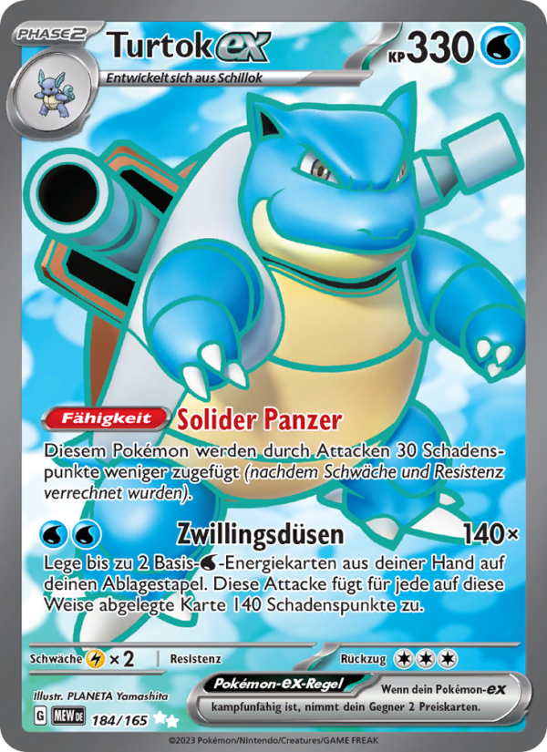 Turtok-ex 184 — 151 (German Pokémon TCG card)