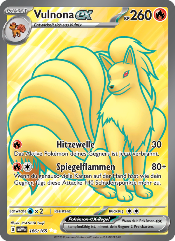 Vulnona-ex 186 — 151 (German Pokémon TCG card)